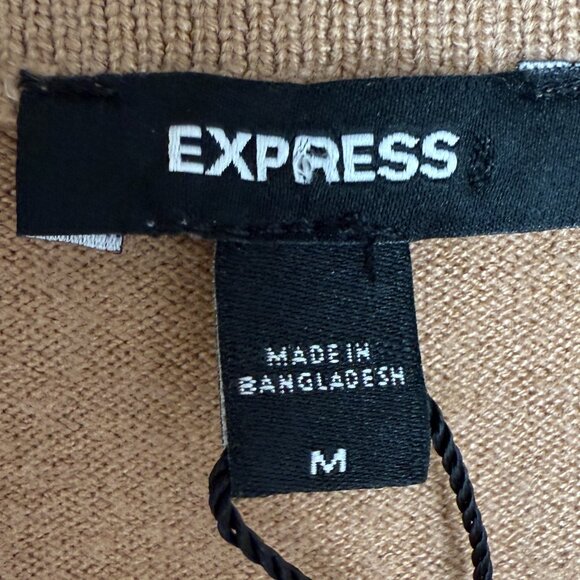 NWT Women's‎ EXPRESS Front Sequin Button Cardigan Camel/Gold | Size M - Picture 9 of 12